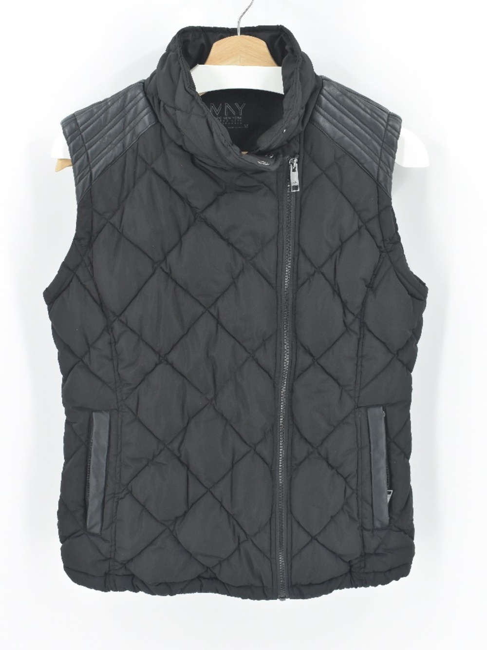 Marc New York Performance Asymmetric Zip Quilted Moto Vest Black Women's Medium